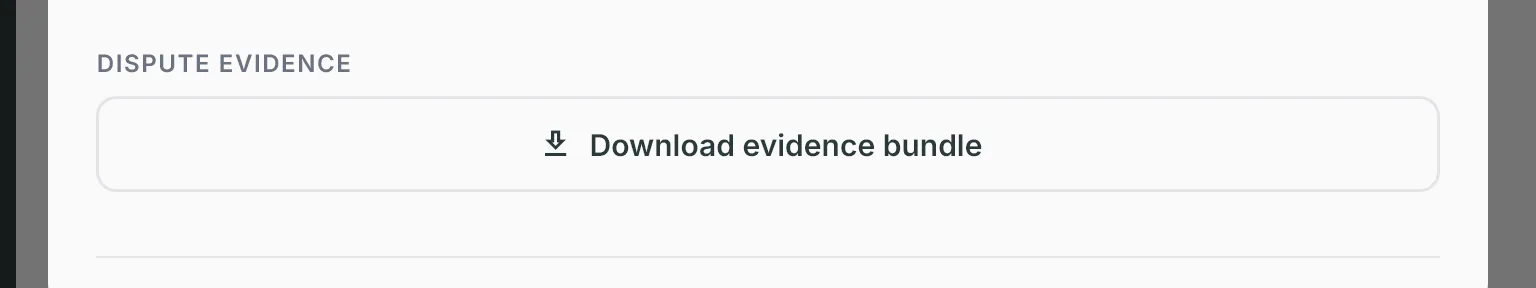 The details of a booking: below the actions, the Dispute evidence section with the Download evidence bundle button